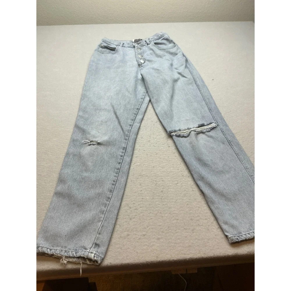 Palmetto's Vintage High Waist Distressed Jeans Size 11‎ Light Wash Button Fly